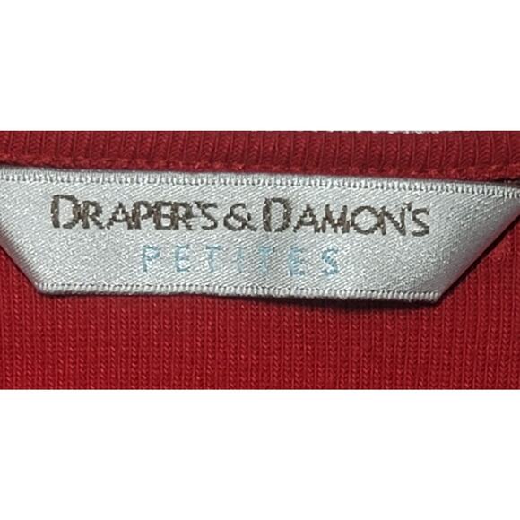 Draper's & Damon's Red Rhinestone Heart On Bodice Top PL Lightweight Soft - Picture 5 of 6